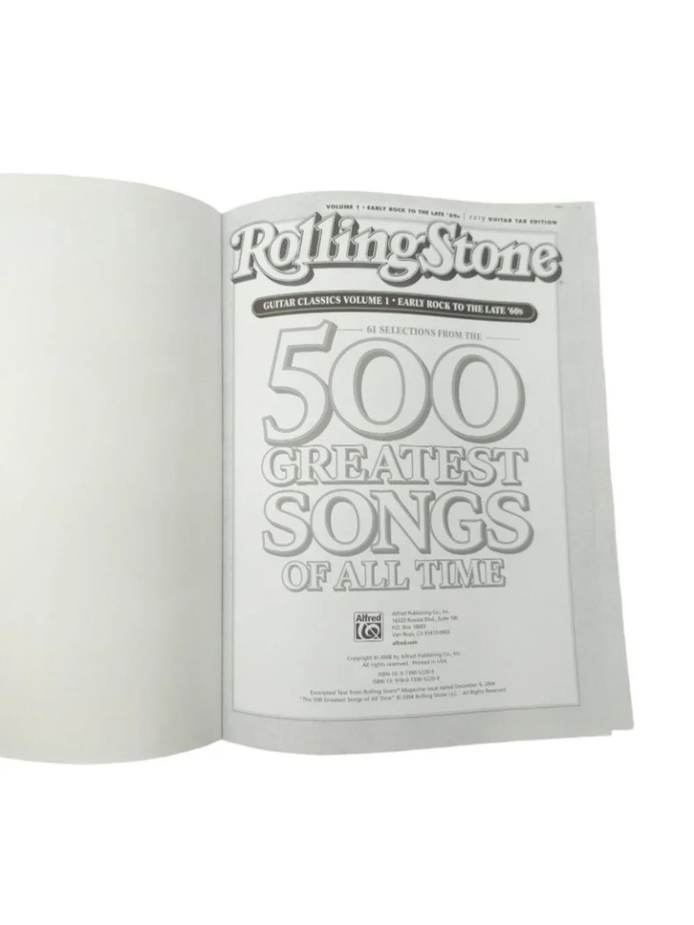 Rolling Stone 500 Greatest Songs Guitar Classics Vol 1 Easy Guitar TAB Book